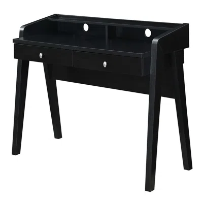 Convenience Concepts Newport Deluxe 2 Drawer Desk With Shelf, Black