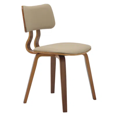 Leisuremod Modern Wooden Dining Chair, Walnut Color Frame In Light Brown In Brown