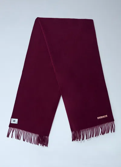 Acne Studios Burgundy Narrow Fringe Wool Scarf In Red