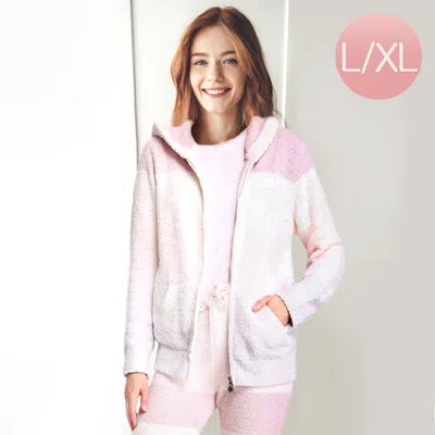 Truedames Color Block Front Pocket Zip Up Soft Hoodie In Pink