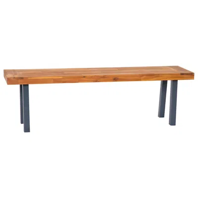 Flash Furniture Solid Acacia Wood Bench For 2 With Slatted Top In A Natural Finish In Brown