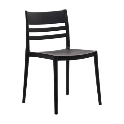 Flash Furniture Bridgeport Stacking Patio Chair With Slatted Backrest In Black In Black