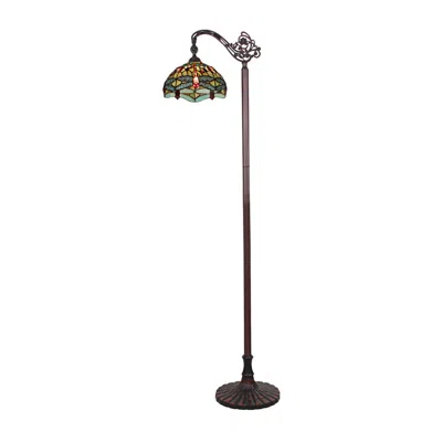 Chloelighting Empress Dragonfly Tiffany-style Dark Bronze 1 Light Reading Floor Lamp 11 " Wide