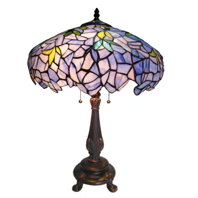 Chloelighting Tiffany-style 2 Light Wisteria Table Lamp 16" Shade