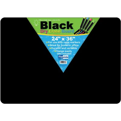 Flipside Products Flipside Black Dry Erase Board - 24" (2 Ft) Width X 36" (3 Ft) Height - Black Surface - Rectangle - 