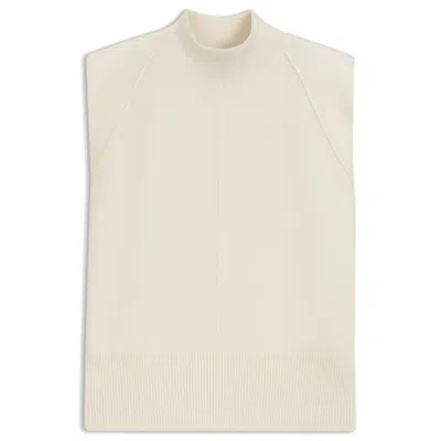 Hugo Boss Sleeveless Knitted Top In Cashmere With Shoulder Patches In White