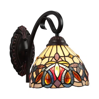 Chloelighting Serenity Victorian Tiffany-style Dark Bronze 1 Light Wall Sconce 8" Wide