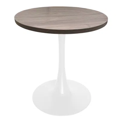 Leisuremod Bristol Dining Table, White Base With 27" Round Dark Walnut Mdf Top In Brown
