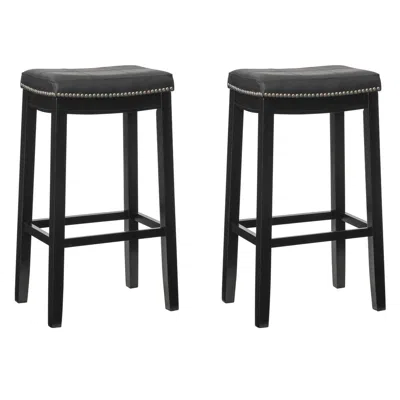 Linon Claridge 2 Pk Black Counter Stool In Black