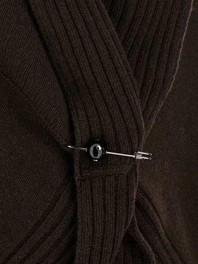 Alberta Ferretti Alexander Mcqueen Black Cotton Blend Dresses In Brown