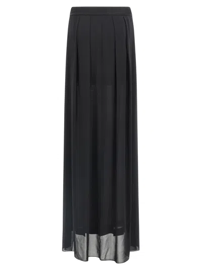 Alberta Ferretti High-waisted Silk Georgette Palazzo Pants With Asymmetrical Back Panel In Black