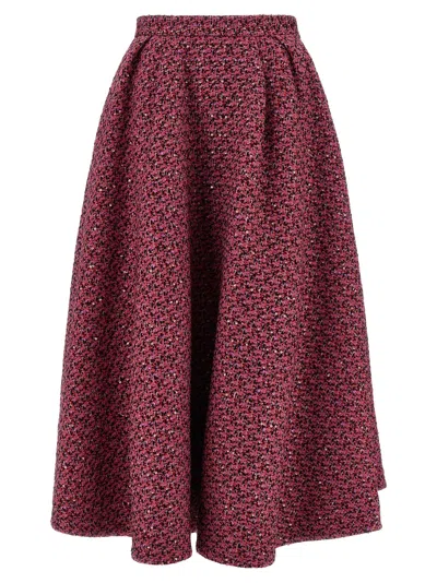 Alessandra Rich Tweed A-line High-waisted Midi Skirt In Pink