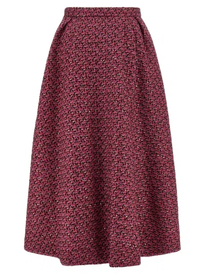 Alessandra Rich Tweed A-line High-waisted Midi Skirt In Pink