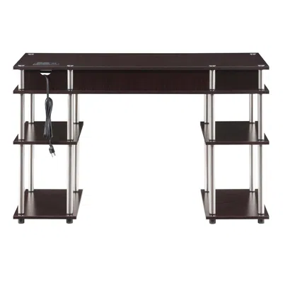 Convenience Concepts Designs2go No Tools Student Desk With Charging Station, Espresso