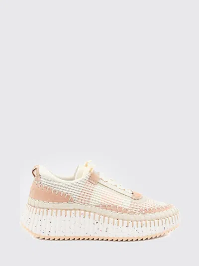 Chloé Nama Beige Mesh Sneakers In Pink