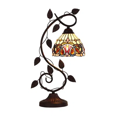Chloelighting Serenity Victorian Tiffany-style Dark Bronze 1 Light Table Lamp 8" Wide