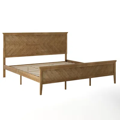 Flash Furniture King Size Solid Wood Platform Bed Frame, Light Brown In Brown