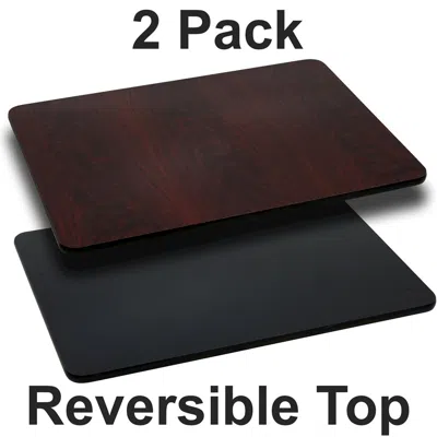 Flash Furniture 3 Pk. 24'' X 30'' Rectangular Table Top With Black Or Mahogany Reversible Top In Black