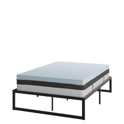 Flash Furniture 14 In Metal Platform Bed Frame And 3 In Cool Gel Memory Foam Topper - Full In Blue