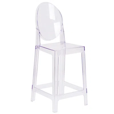 Flash Furniture Ghost Counter Stool With Oval Back In Revna Transparent Crystal In Transparent