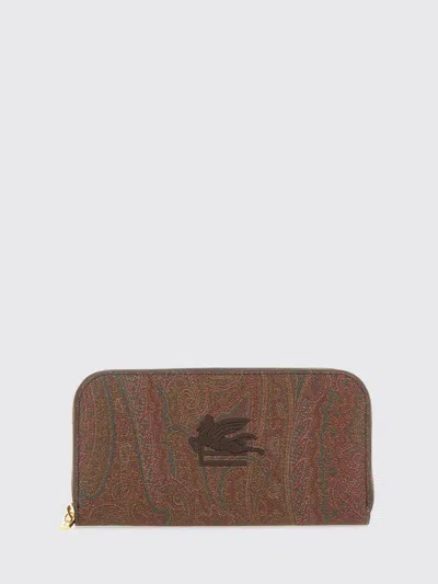 Etro Arnica And Leather Wallet In Brown