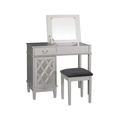 Linon Lattice Vanity Set In Gray