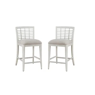 American Woodcrafters Beach Comber Counter Stool - Set Of 2 - White In White