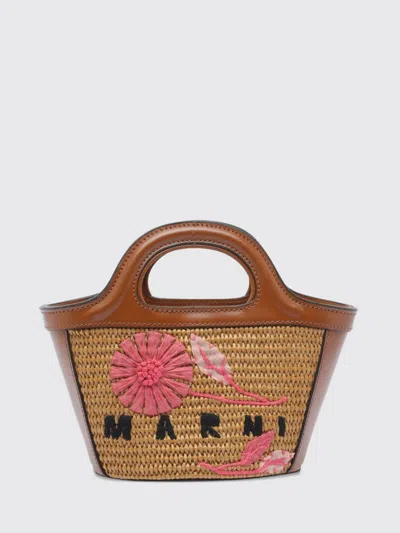 Marni Borsa A Mano In Rafia Caramello  Donna In Brown