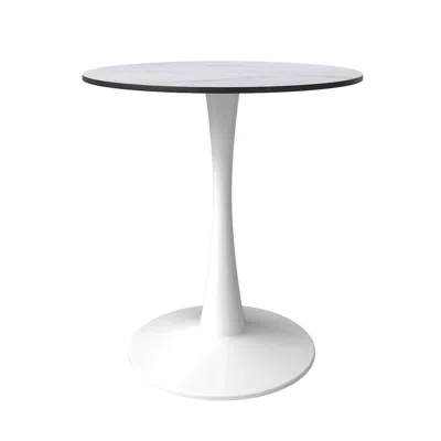 Leisuremod Leisyremod Bristol 27" Round Dining Table White Base With White Top In White