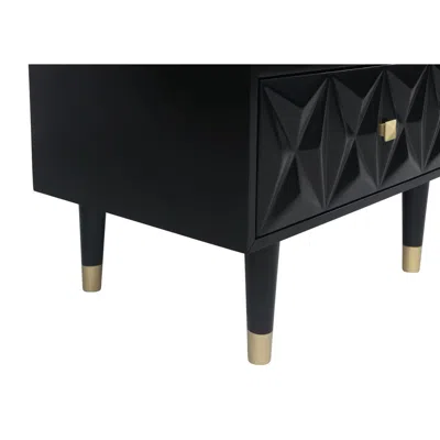 Linon Two Drawer Geo Texture Nightstand Black In Black