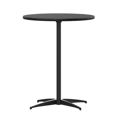 Flash Furniture Lars 24'' Round Wood Cocktail Table With 30'' And 42'' Columns, Black In Black
