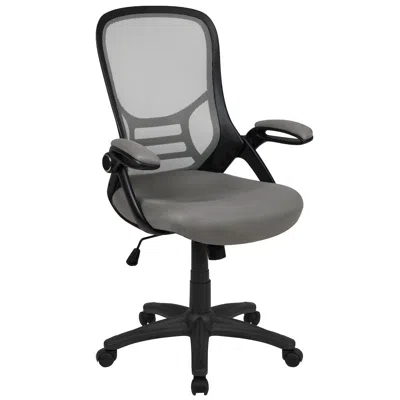 Flash Furniture High Back Light Gray Mesh Swivel Office Chair With Black Frame And Flip-up Arms In Gray