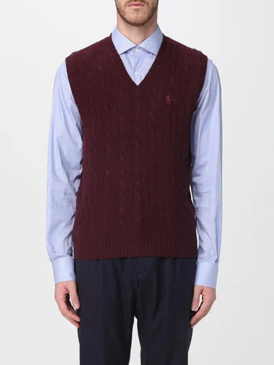 Polo Ralph Lauren Cable-knit Cashmere Sleeveless Jumper With V-neck In Red