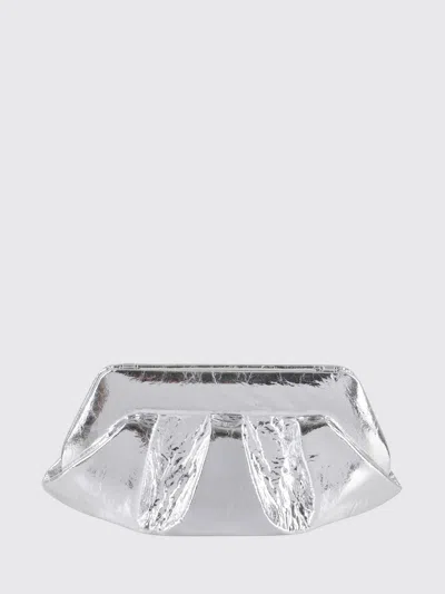Themoirè Metallic Finish Structured Clutch Bag With Handle In Silver