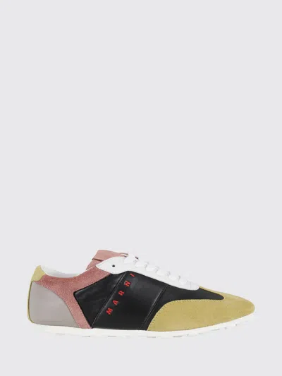 Marni Multicolor Leather Sneakers Suede Panels In Multi