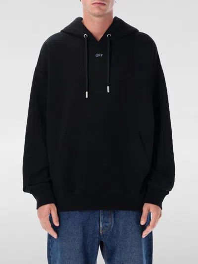 Off-white Logo Printed Drawstring Hoodie In Black