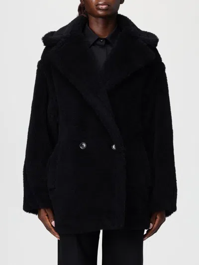 Max Mara Fur Coat  Woman Color Black In Black