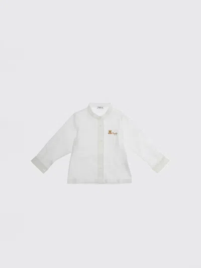 Il Gufo White Round Neck Shirt With Front Logo In Cotton Baby In White