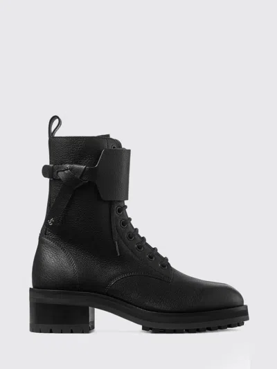 Jimmy Choo Rosabel Flat Black Leather Ankle Boots In Black