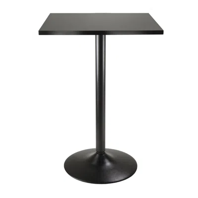 Winsome Wood Pub Table Square Black Mdf Top With Black Leg And Base