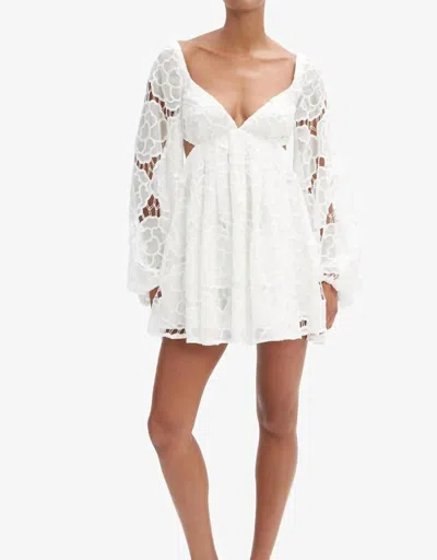 Bardot Jovie Long Sleeve Broderie Anglaise Babydoll Dress In White