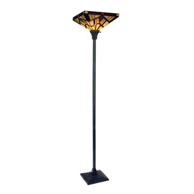 Chloelighting Vincent Tiffany-style Dark Bronze 1 Light Torchiere Lamp 14" Shade