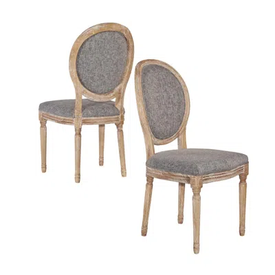 Linon Avalon Charcoal Oval Back Chair Set Of Two In Gray