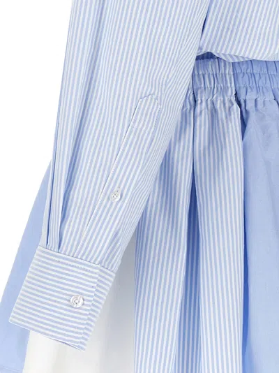 Alexander Wang Pleated Boxer Romper Jumpsuit With Striped Pattern In Blue