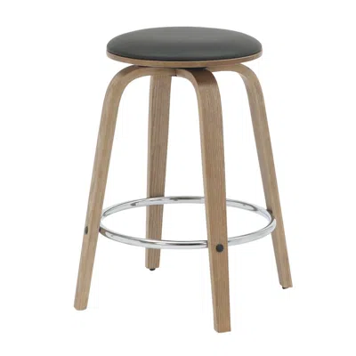 Leisuremod Wooden Counter Stool Pelya Collection Modern Style Washed Walnut Color In Black In Gray