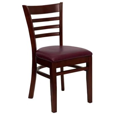 Flash Furniture Ladder Back Mahogany Wood Restaurant Chair - Burdy Vinyl Seat In Brown