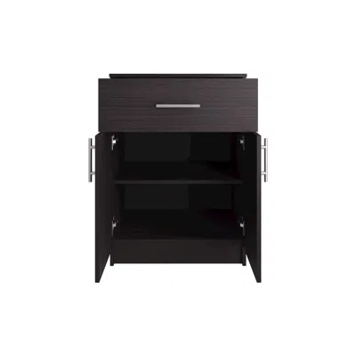Depot E-shop Pantry Organizer Cabinet With One Drawer, Two Interior Shelves, And Two Doors In Black