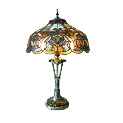 Chloelighting Alessandra Tiffany-style 2 Light Victorian Table Lamp 17" Shade