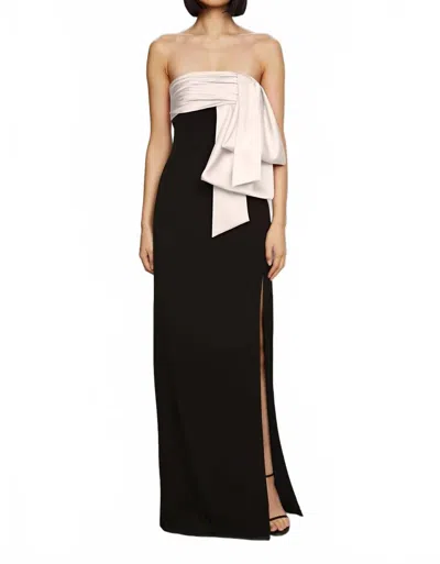 Amur Melodie Bow Gown In Black/ivory In Multi