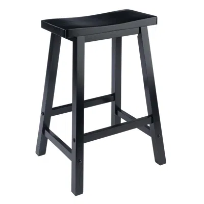 Winsome Wood Satori 24" Saddle Seat Bar Stool Black